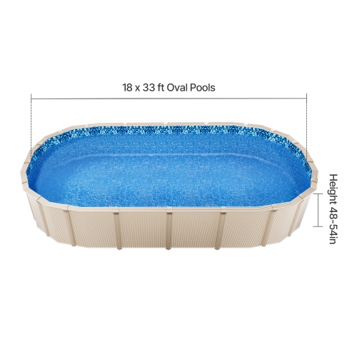 Doublure de piscine ovale de 18 pi x 33 pi VEVOR pour piscines hors terre superposées, hauteur murale de 48 à 54 po, vinyle de calibre standard