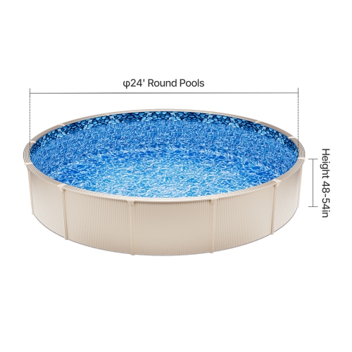 Doublure de piscine hors terre ronde de 24 pi VEVOR, doublures de recouvrement, vinyle de calibre standard, hauteur murale de 48 à 54&nbsp;po, conçue