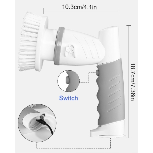 Electric Household Cleaning Brush, Electric Cleaning Brush with 6 Replaceable Brush Heads, 2000 mAh Power Scrubber for Bathroom, Kitchen, Corners Car