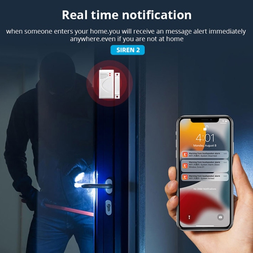 Magasinez la trousse de système d'alarme de porte Alarme de porte Sirène Capteurs de porte/fenêtre Télécommandes Alarme antivol pour Home Office,