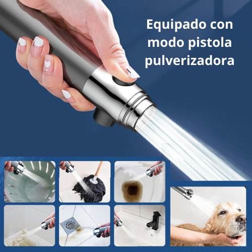 Shower Head with Anti-Limescale and Chlorine Filter, High Pressure 3 Modes, Shower Head with Stainless Steel Hose 1.5 m
