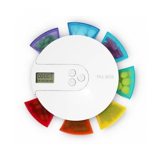 MYACUC  Electronic Pill Box With Smart Reminder Portable 7 Grids Weekly Pill Organizer With Timer 12/24 Hour Clock Waterproof Food-Grade