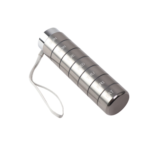Metal Travel Pill Organizer, Portable Waterproof Weekly Pill Box, Aluminum Alloy Pill Case Container, 7 Day Daily Medicine Organizer Holder