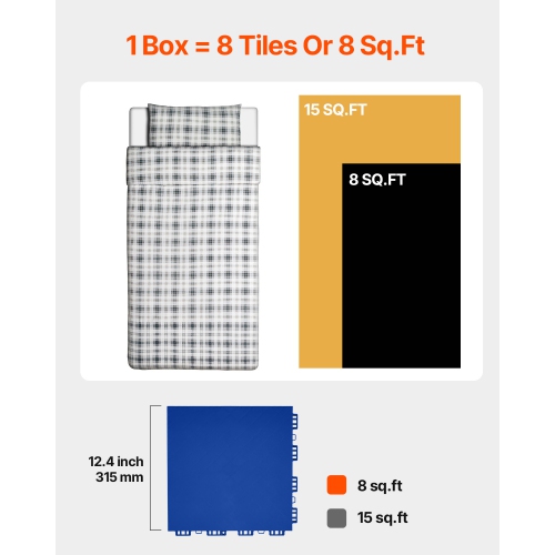 VEVOR 12 x 12 in 8 Pcs Dryland Tiles for Hockey Floor Mat, Interlocking Versatile Training Surface, Dance Floor Tiles, Hockey Training Equipment