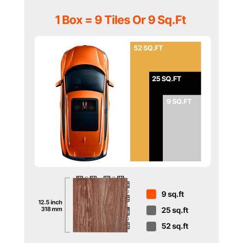 VEVOR 12.4 x 12.4 in 52 Piece Dance Floor Tiles, Interlocking Dance Flooring, Portable Dance Practice Floor with Cushioned Base