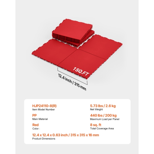 VEVOR 12 x 12 in 8 Pcs Dryland Tiles for Hockey Floor Mat, Interlocking Versatile Training Surface, Dance Floor Tiles, Hockey Training Equipment