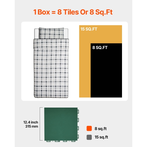 VEVOR 12 x 12 in 8 Pcs Dryland Tiles for Hockey Floor Mat, Interlocking Versatile Training Surface, Dance Floor Tiles, Hockey Training Equipment