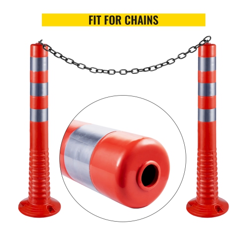 VEVOR 6 PCS Traffic Delineator, Posts Channelizer Cone with Reflective Bands, Delineator Post Kit 30” in Height, PU Traffic Post, Orange Safety