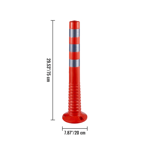 VEVOR 6 PCS Traffic Delineator, Posts Channelizer Cone with Reflective Bands, Delineator Post Kit 30” in Height, PU Traffic Post, Orange Safety
