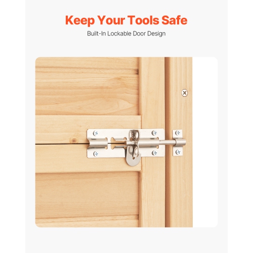 Remise d'extérieur VEVOR de 28 x 63 po, grande remise extérieure en bois, remise à outils de jardin avec tablettes, verrou et plancher, armoire
