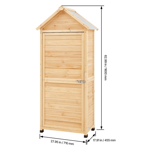 Remise d'extérieur VEVOR de 28 x 63 po, grande remise extérieure en bois, remise à outils de jardin avec tablettes, verrou et plancher, armoire