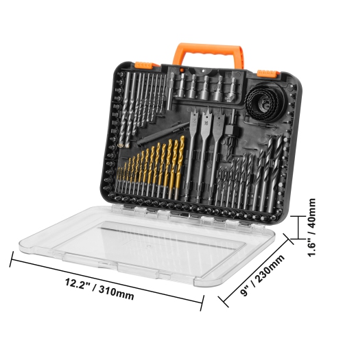 VEVOR 100 Pieces Drill Bit Set, Drill and Driver Bit Set, Screwdriver Bit Set Suitable for Wood Metal Cement Drilling and Screw Driving, Drill Bit