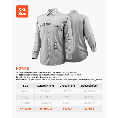 VEVOR XXL Size FR Shirts for Men, 7oz. Flame Resistant Welding Jacket, Machine Washable Cotton Heat-Resistant Welding Shirt, Meets ATPV 9.2 Cal/cm²