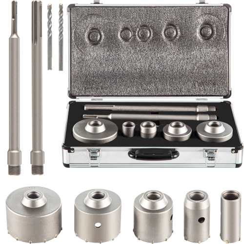 VEVOR Concrete Hole Saw Kit, 1-2/11", 1-3/5", 2-9/16", 3-5/32", 3-15/16" Drill Bit Set SDS Plus & SDS MAX Shank Wall Hole Cutter with a 4-1/3"