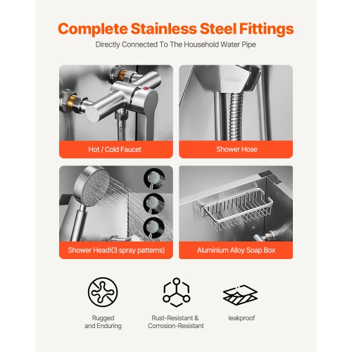 VEVOR 38 inch Stainless Steel Dog Washing Station, Pet Grooming Tub w/ Storage Stairs, Faucet & Showerhead & Soap Holder Dog Bathtub for Large &