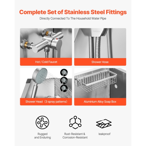 VEVOR 34 inch Stainless Steel Dog Washing Station, Pet Grooming Tub with Faucet & Showerhead & Soap Holder & Play Balls Simple Dog Bathtub for