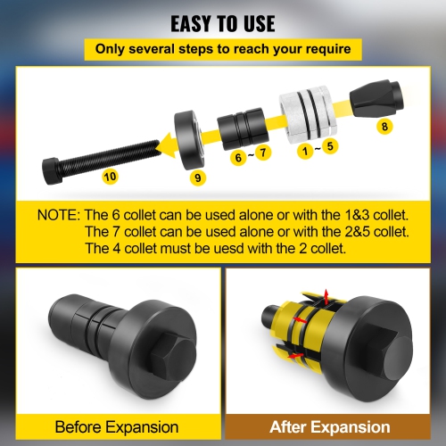 VEVOR 7 Pcs Pipe Stretcher Kit, Exhaust Pipe Stretcher Kit 1-5/8" to 4-1/4", Exhaust Pipe Expander Kit for Tail Pipe Tube,Exhaust Pipe Expander Tool