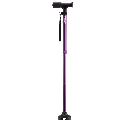 VEVOR 250LBS Loading Walking Cane for Man Woman, Folding Walking Stick with 8-Level Adjustable Height, 4-Pronged Pivoting Base, Lightweight &