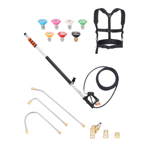 VEVOR 21 ft Pressure Washer Telescoping Wand, 4000 psi, Telescopic Spray Wand with Power Washer Extension Wands, Gutter Cleaner, Pivoting Coupler, 7