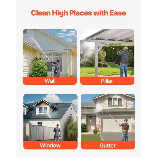 VEVOR 21 ft Pressure Washer Telescoping Wand, 4000 psi, Telescopic Spray Wand with Power Washer Extension Wands, Gutter Cleaner, Pivoting Coupler, 7