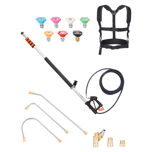 VEVOR 21 ft Pressure Washer Telescoping Wand, 4000 psi, Telescopic Spray Wand with Power Washer Extension Wands, Gutter Cleaner, Pivoting Coupler, 7
