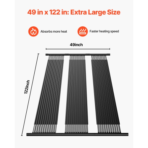 VEVOR 4 x 10 ft Solar Pool Heater, HDPE Solar Pool Panel( 4 Pcs) - Durable & Weather-Proof, with Complete Accessories, Universal Solar Pool