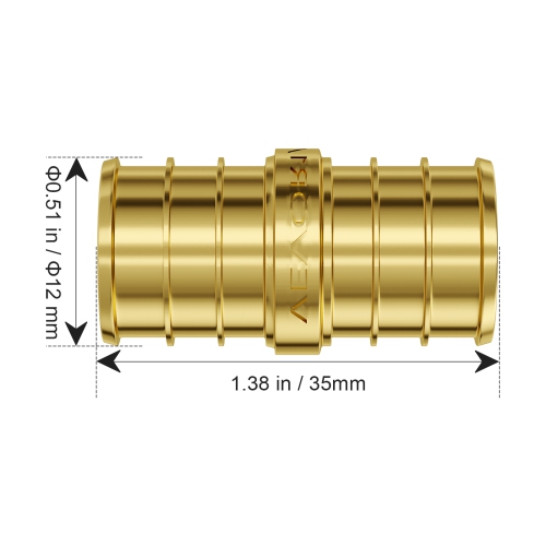 VEVOR 1/2" 50PCS Pipe Fittings, Brass Pipe Fittings, Clamp-style Straight-Through Pipe Connector Brass Air Fittings, Heavy Duty Plumbing Fittings