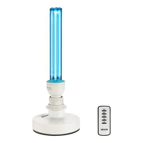 VEVOR 25W UV Light,Ultraviolet Lamp with Ozone Purifier, Portable UVC Lamp with Remote Control, UVO Light Bulb with Base and 30/60/120 Min 3-Gear