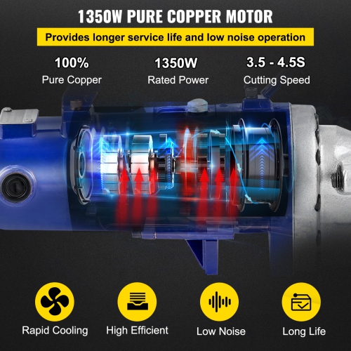 VEVOR 1350W Electric Rebar Cutter RC-22 Rebar Cutter Portable Rebar Cutter 7/8" 7 Grade 60 Rebar Hydraulic Rebar Cutter High Cutting Speed 3.5-4.5