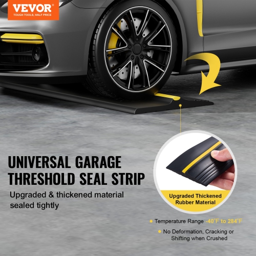 VEVOR 10 FT Garage Door Threshold Seal Strip, Universal Garage Door Floor Seal Strip with Adhesive, Garage Door Bottom Weatherproof Strip,Upgraded