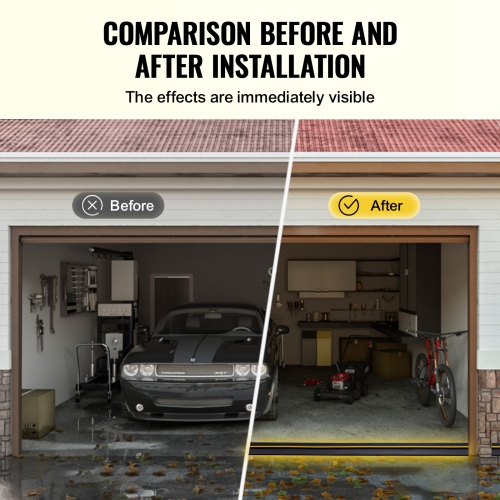 VEVOR 10 FT Garage Door Threshold Seal Strip, Universal Garage Door Floor Seal Strip with Adhesive, Garage Door Bottom Weatherproof Strip,Upgraded