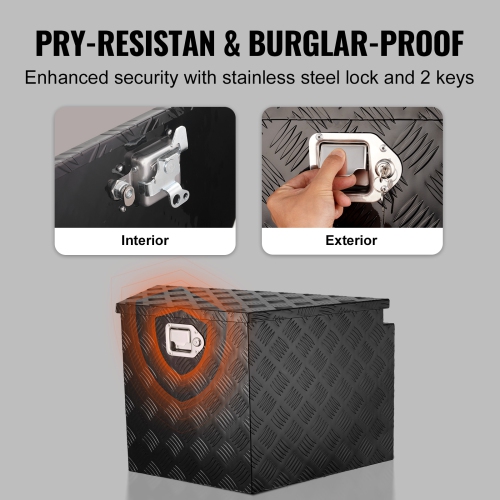 VEVOR 39"x16.5"x12" Trailer Tongue Box, Aluminum Alloy Diamond Plate Tongue Box Tool Chest, Heavy Duty Trailer Box Storage with Lock and Keys,