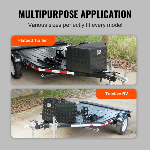 VEVOR 39"x16.5"x12" Trailer Tongue Box, Aluminum Alloy Diamond Plate Tongue Box Tool Chest, Heavy Duty Trailer Box Storage with Lock and Keys,