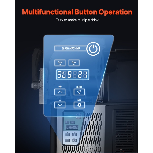 VEVOR 4Lx2 Double Commercial Slushy Machine, Tank Frozen Drink Machine, 32 Cups Stainless Steel Margarita Smoothie Frozen Drink Maker, for Home Party