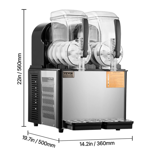 VEVOR 4Lx2 Double Commercial Slushy Machine, Tank Frozen Drink Machine, 32 Cups Stainless Steel Margarita Smoothie Frozen Drink Maker, for Home Party