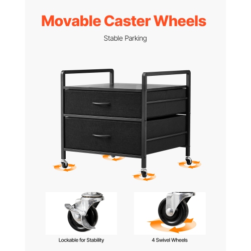 VEVOR 176 lb Mini Fridge Stand, with 2 Drawers & 4 Swivel Wheels, Mobile Mini Fridge Shelf, Black Mini Fridge Organizer for Dorm, Apartment, Office,