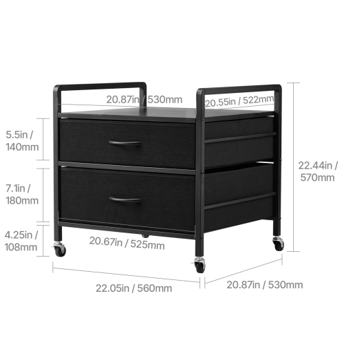 VEVOR 176 lb Mini Fridge Stand, with 2 Drawers & 4 Swivel Wheels, Mobile Mini Fridge Shelf, Black Mini Fridge Organizer for Dorm, Apartment, Office,