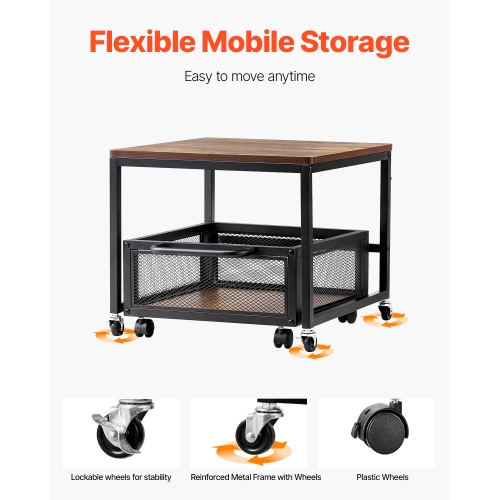 VEVOR 198 lbs Mini Fridge Stand, with Movable Storage Cart & Swivel Wheels, Beverage Refrigerator Stand for Coffee Bar, Mini Fridge Organizer for