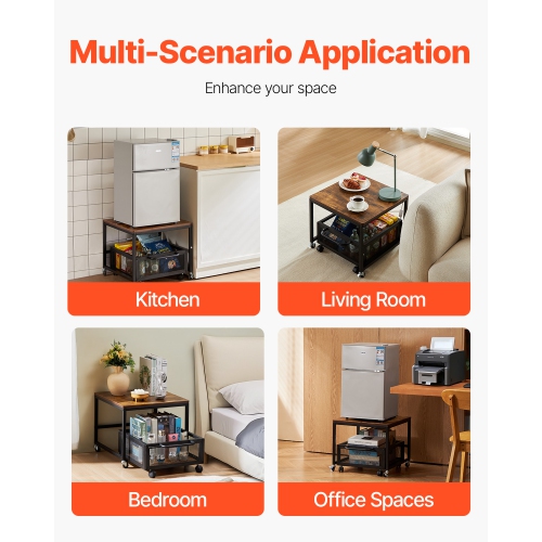 VEVOR 198 lbs Mini Fridge Stand, with Movable Storage Cart & Swivel Wheels, Beverage Refrigerator Stand for Coffee Bar, Mini Fridge Organizer for