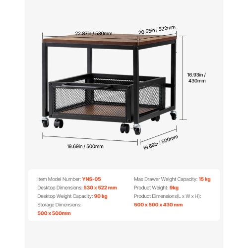 VEVOR 198 lbs Mini Fridge Stand, with Movable Storage Cart & Swivel Wheels, Beverage Refrigerator Stand for Coffee Bar, Mini Fridge Organizer for