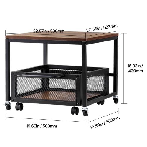 VEVOR 198 lbs Mini Fridge Stand, with Movable Storage Cart & Swivel Wheels, Beverage Refrigerator Stand for Coffee Bar, Mini Fridge Organizer for