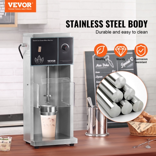 VEVOR 400W Ice Cream Blender, High-Speed Ice Cream Maker Mixer Stir Machine 4200RPM, Stepless Speed Adjustment, 304 Stainless Steel , 3 Hand Cups,