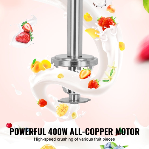 VEVOR 400W Ice Cream Blender, High-Speed Ice Cream Maker Mixer Stir Machine 4200RPM, Stepless Speed Adjustment, 304 Stainless Steel , 3 Hand Cups,
