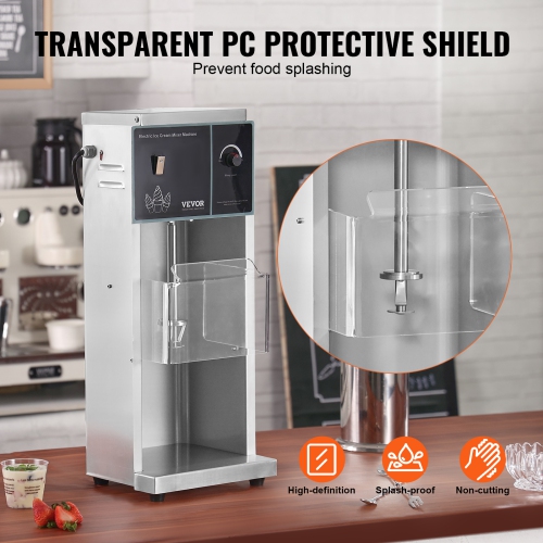 VEVOR 400W Ice Cream Blender, High-Speed Ice Cream Maker Mixer Stir Machine 4200RPM, Stepless Speed Adjustment, 304 Stainless Steel , 3 Hand Cups,