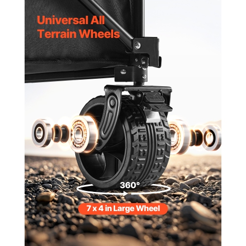 Chariot pliable 300&nbsp;L de VEVOR 450&nbsp;lb avec hayon allongé, chariot pliable, chariots utilitaires pliants avec roues tout-terrain, chariot de