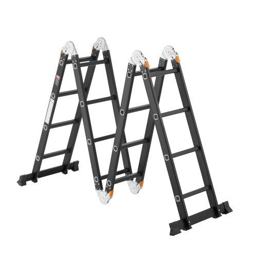 VEVOR 7-in-1 Multi-Purpose Folding Ladder, Extension Step Ladder, A Frame 4 Step with Scaffolding Plank Telescoping Ladder, 15.5ft Heavy Duty , 330