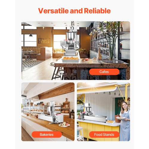 VEVOR 90 pcs/hour Automatic Donuts Machine, Single Row Donuts Making Equipment, Electric High Power Doughnut Maker, Stainless Steel Auto Fryer, with