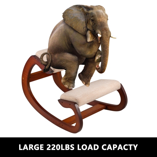 VEVOR 330lbs Load Kneeling Chair Rocking Wooden Heavy Duty Better Posture Kneeling Stool Posture Correct Office Stool Pecan