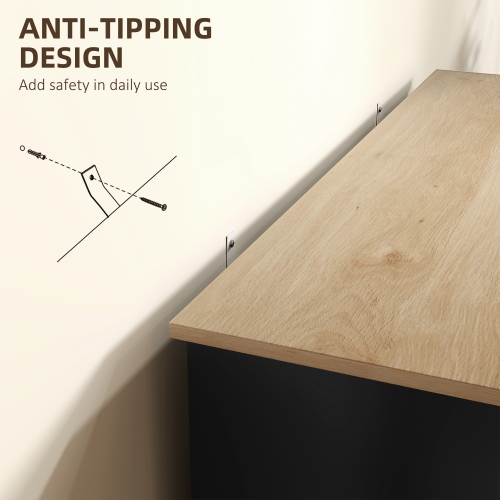 Buffet moderne de HOMCOM avec rangement, armoire de bar à café avec dessus en bois naturel, tiroir, tablettes ajustables, petit garde-manger de