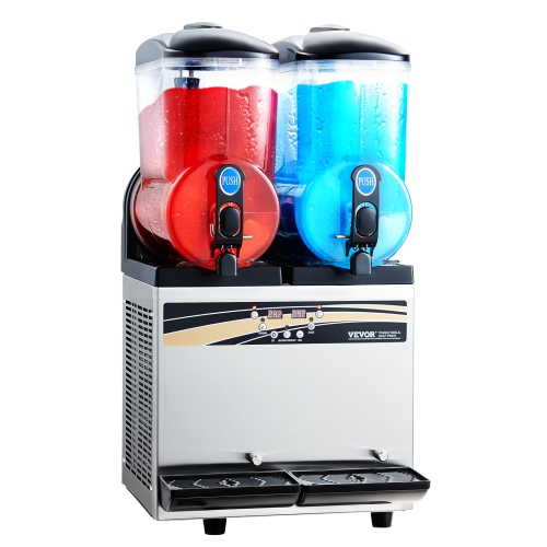 VEVOR 15Lx2 Double Commercial Frozen Drink Maker, Tank Slushy Machine, 120 Cups Stainless Steel Margarita Smoothie Machine, Slushie Maker for Home
